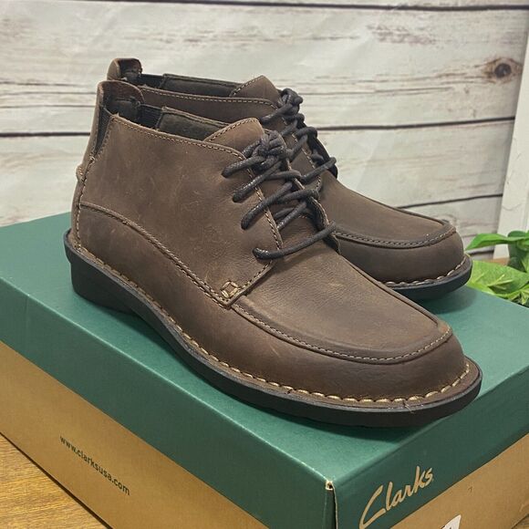 VTG Clarks Bendables Woman's Ankle Boot Brown Leather Upper 5.5M Shoes 5 1/2 M - Picture 3 of 14